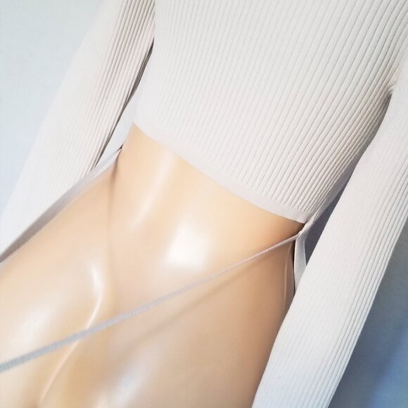 Aritzia Babaton Sculpt Knit Tie Back Sweater Long Sleeves Rib Mock Neck S $98 - Picture 15 of 16